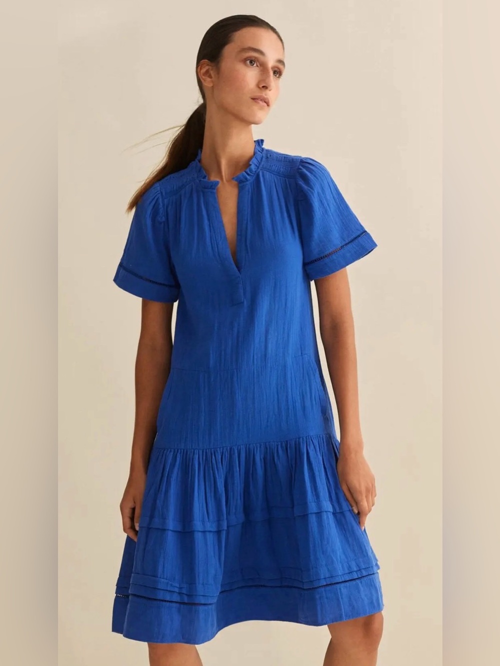 ME+EM Electric Blue Cheesecloth Swing Dress sz 8/M